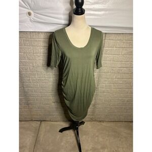 Motherhood Maternity Olive Green Ruched Side T Shirt Dress Size‎ L